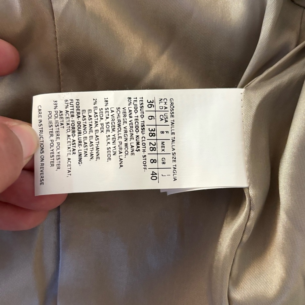 MaxMara Wool Silk Blend Taupe Tan Double Button Fitted Women’s Blazer Size 6 - Picture 7 of 10